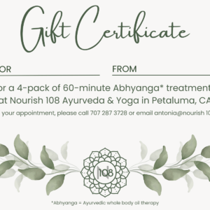 4-pack 60-minute Abhyanga gift certificate