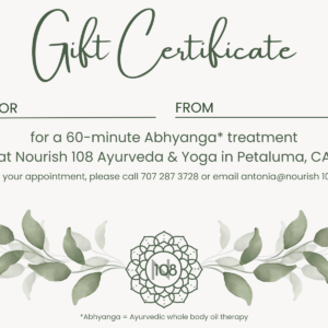 Single 60-minute Abhyanga gift certificate